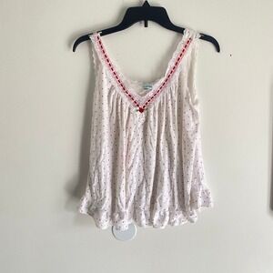 Movie Star Vintage White Red Heart Lace Trim Ruffle Babydoll Nightgown Top Small